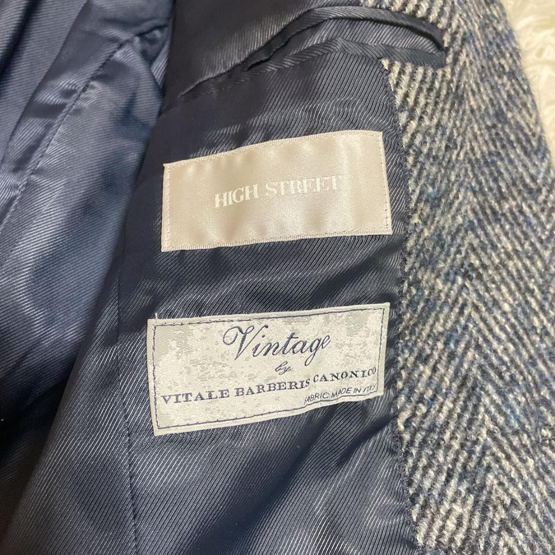 ハイストリート x カノニコ　ツイード　チェスターコート　ヘリンボーン　S