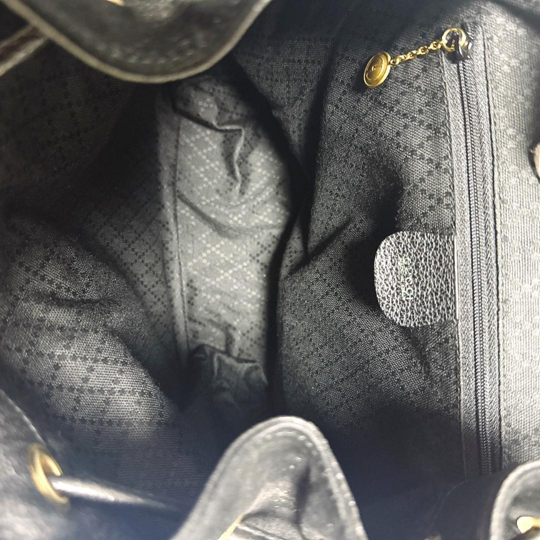 【美品】グッチ バンブー ハンドル スウェード バッグパック リュック ブラック