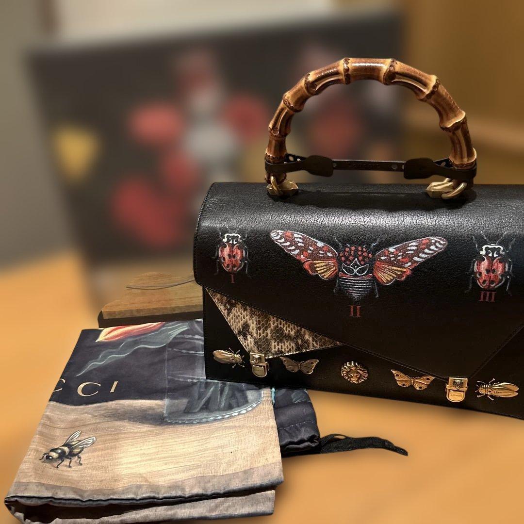 グッチ オッティリア パイソン バンブー ショルダーバッグ レザー