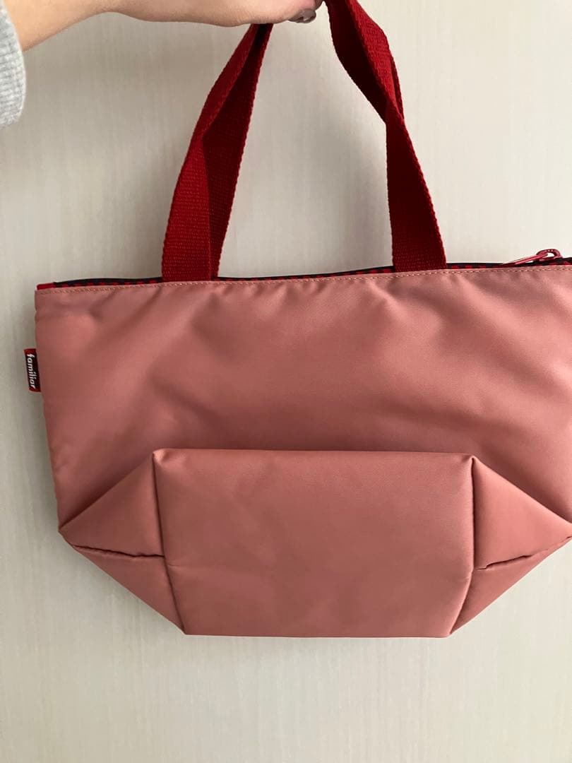 《値下げ》familiar ケーキ刺繍 ピンク 保冷バック