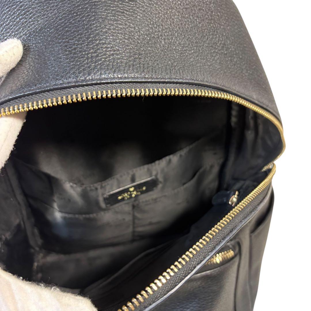 【美品】Kate Spade シボ革　バックパック　リュック　オールレザー　黒