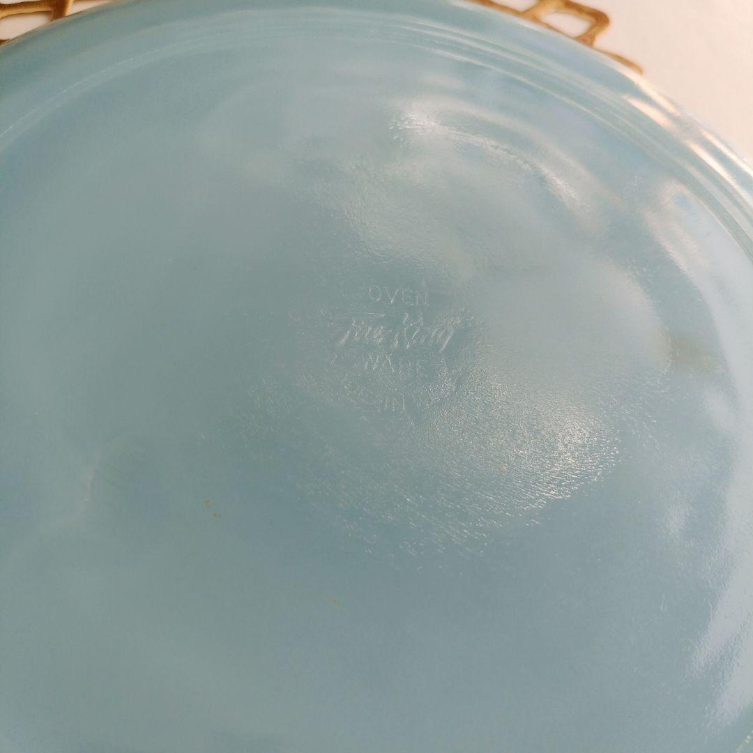 美品❁ファイヤーキング ターコイズブルー ディナープレート 9インチ 8枚セット