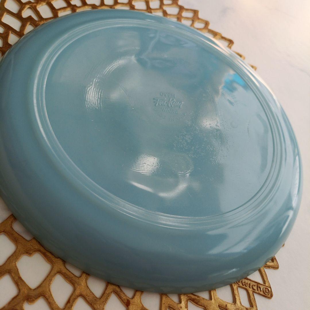 美品❁ファイヤーキング ターコイズブルー ディナープレート 9インチ 8枚セット