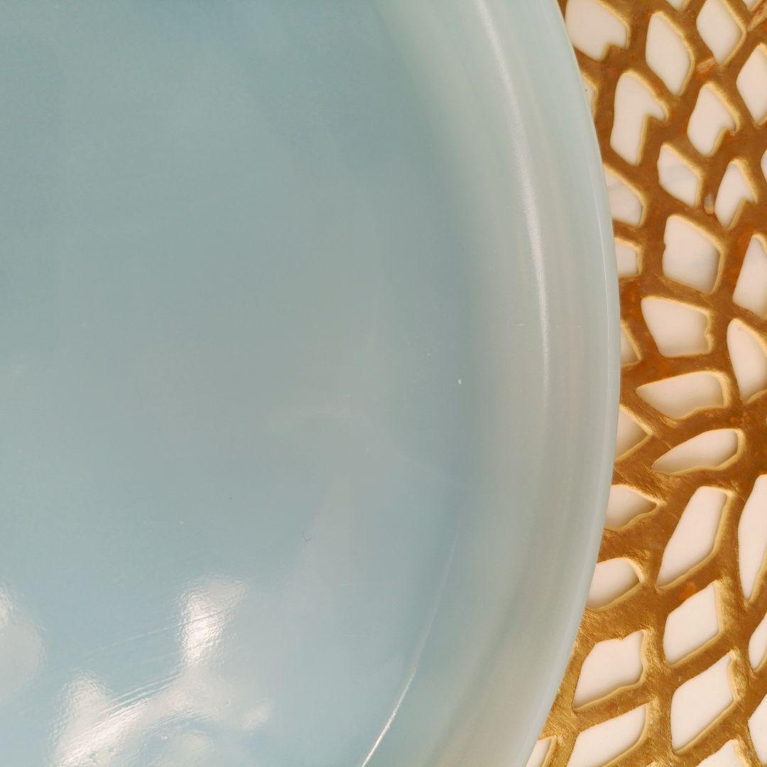 美品❁ファイヤーキング ターコイズブルー ディナープレート 9インチ 8枚セット