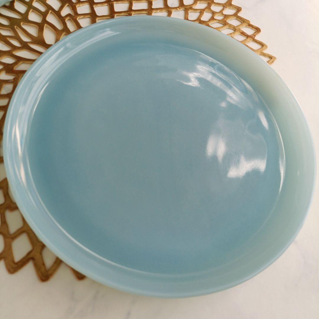 美品❁ファイヤーキング ターコイズブルー ディナープレート 9インチ 8枚セット
