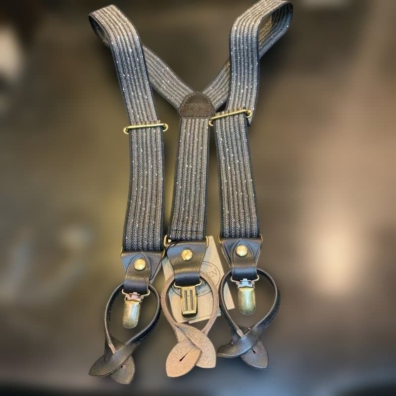 新品　アートブラウン　クロムエクセルレザー　サスペンダー　杢黒　黒