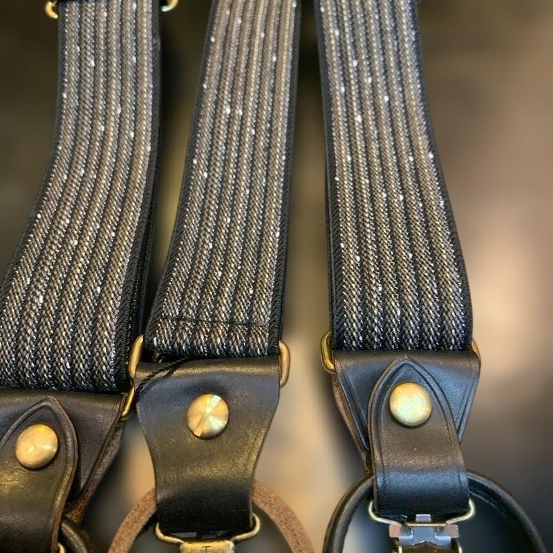 新品　アートブラウン　クロムエクセルレザー　サスペンダー　杢黒　黒