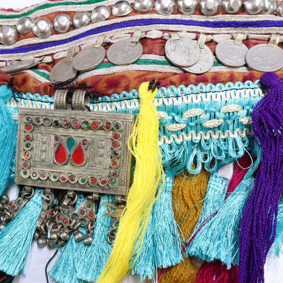 【ベリーダンス用 トライバル衣装】ブラック ベロア生地 シルバー 黒 水色