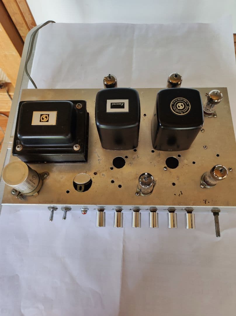 6GW8 シングルステレオ　自作　真空管アンプ　電源入らず　部品取り用