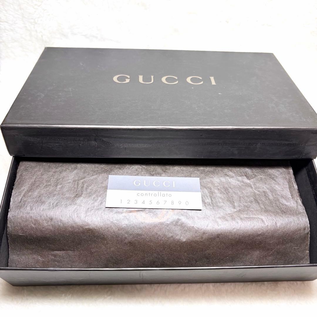 希少 グッチ GUCCI 長財布 インターロッキング シェリーライン GG 箱付
