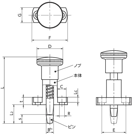 PPCX_フランジつきインデックスプランジャ - 高精度テーパピンタイプ