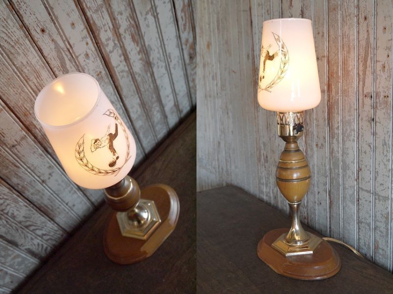 アンティーク ミルクガラス×ウッドベース テーブルランプ - STAGE ANTIQUE