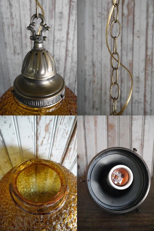 アンティーク アンバーガラス 吊り下げランプ - STAGE ANTIQUE