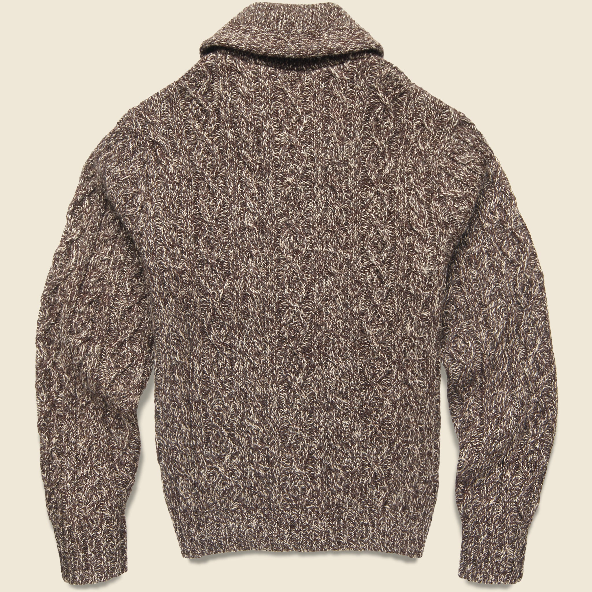 Marled Shawl Collar Cardigan - Brown