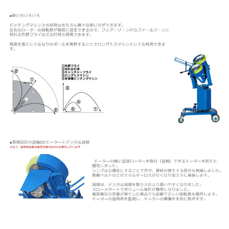 ニッシンエスピーエム 硬式用 ピッチングマシン 変化球対応 ノック兼用