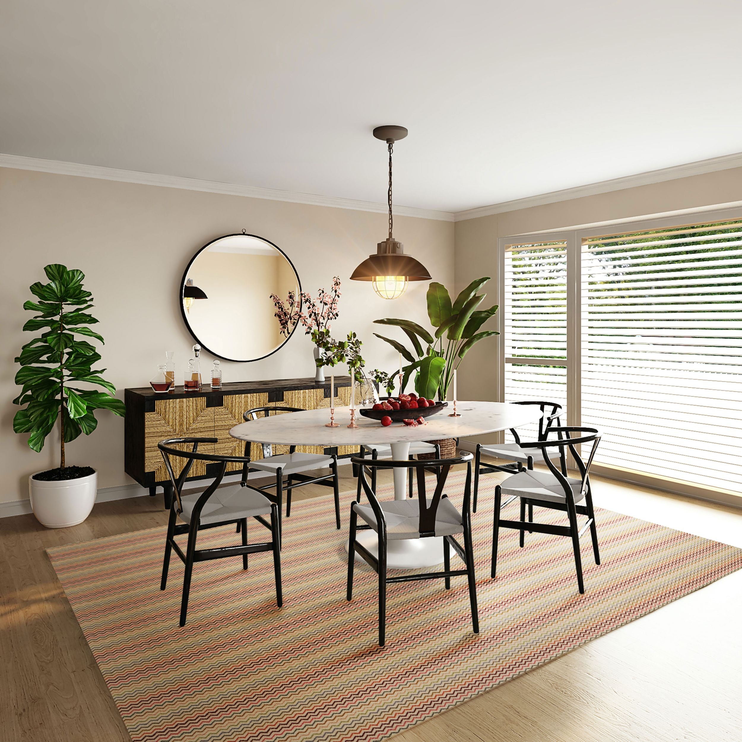 MISSONI Piaggio Tailored 100% Wool Carpet with Colorful Zig-Zag