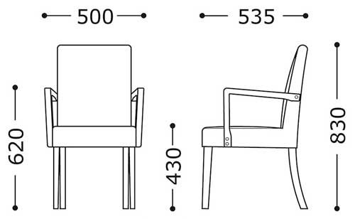 業務用チェア 桜屋工業 レスタックアーム （既製品） W500×D535×H830mm