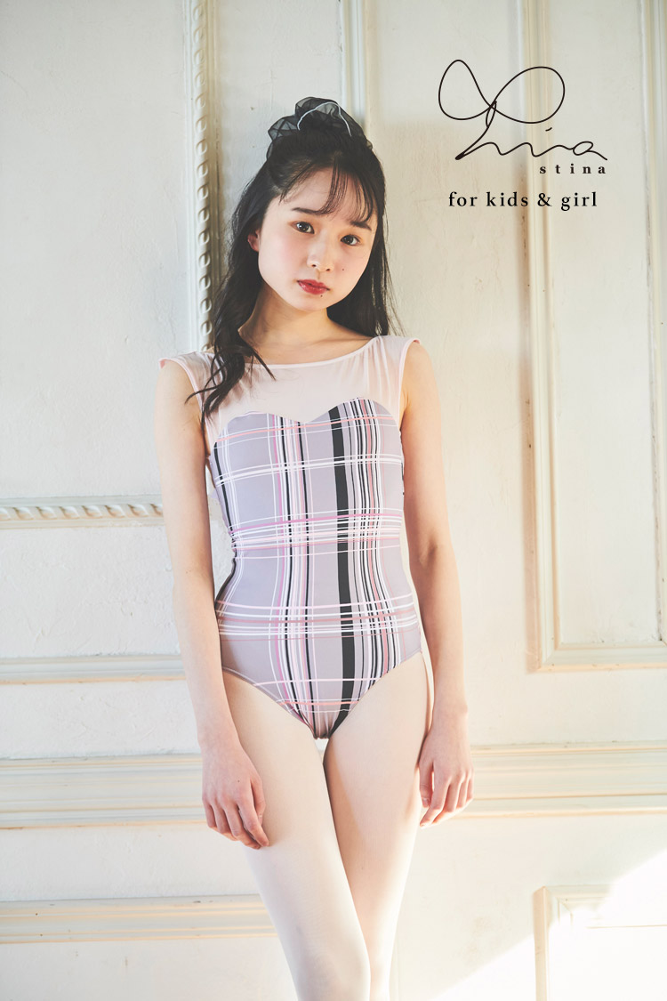 stina ツイード柄長袖レオタード サイズP stina / type O square