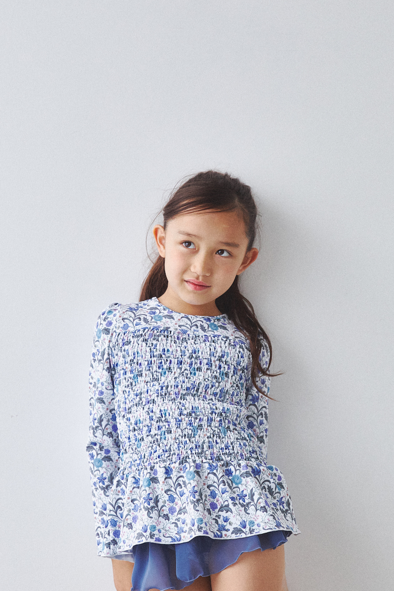 stina / shirring rash guard / noble white / kids