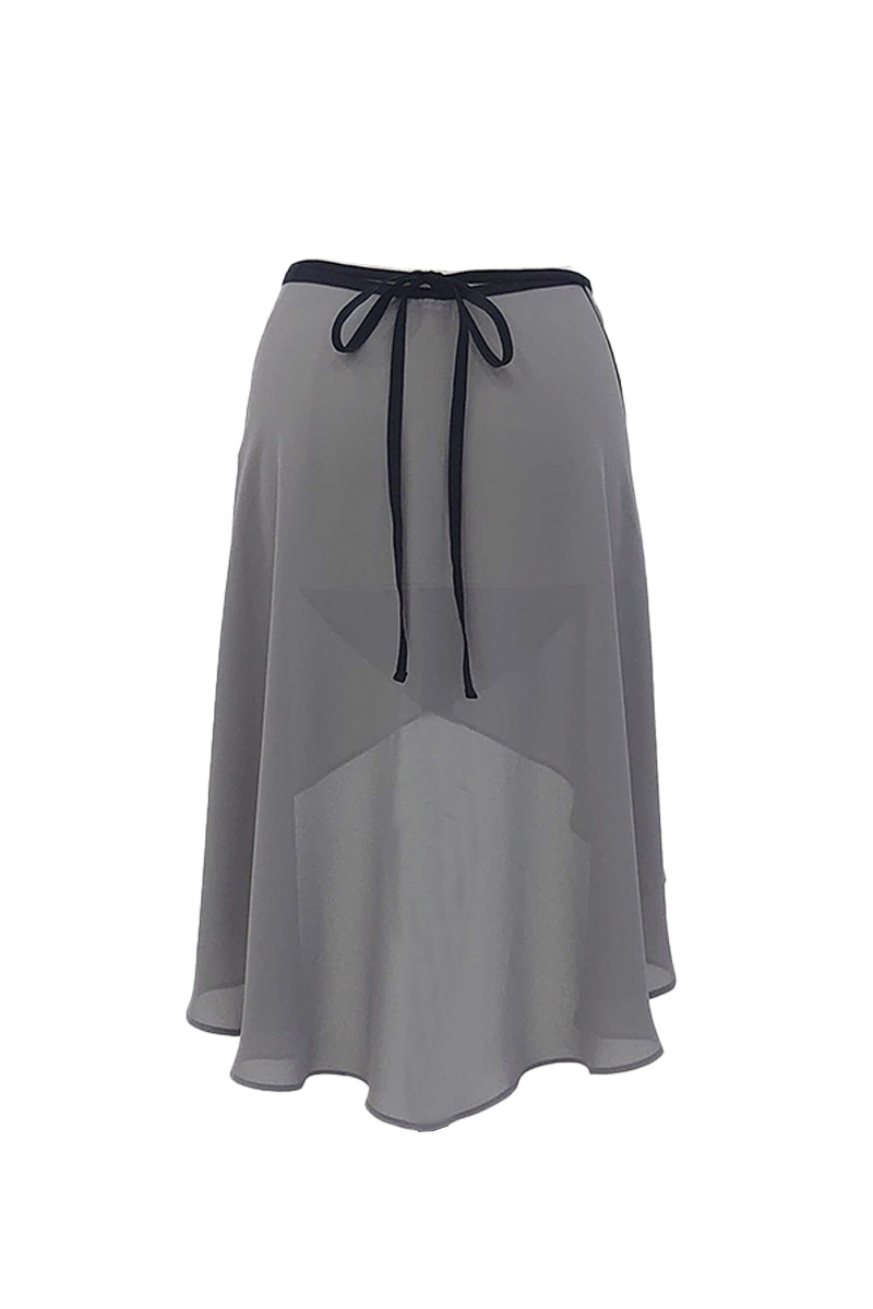stina / black ribbon wrap skirt / gray