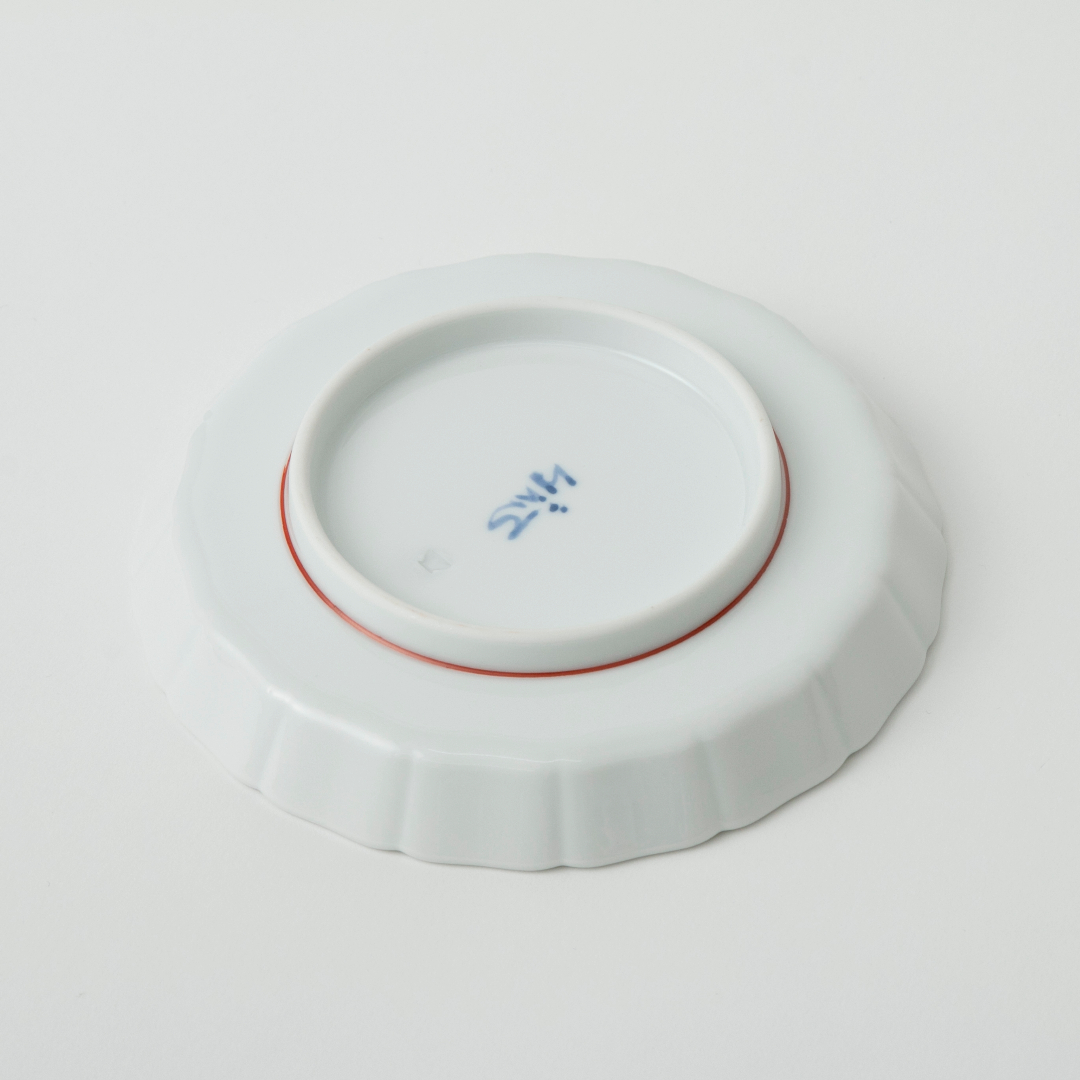 与山窯 桔梗渕4.5寸皿 色絵市松魚文 -ハレの日の席を彩り豊かに演出