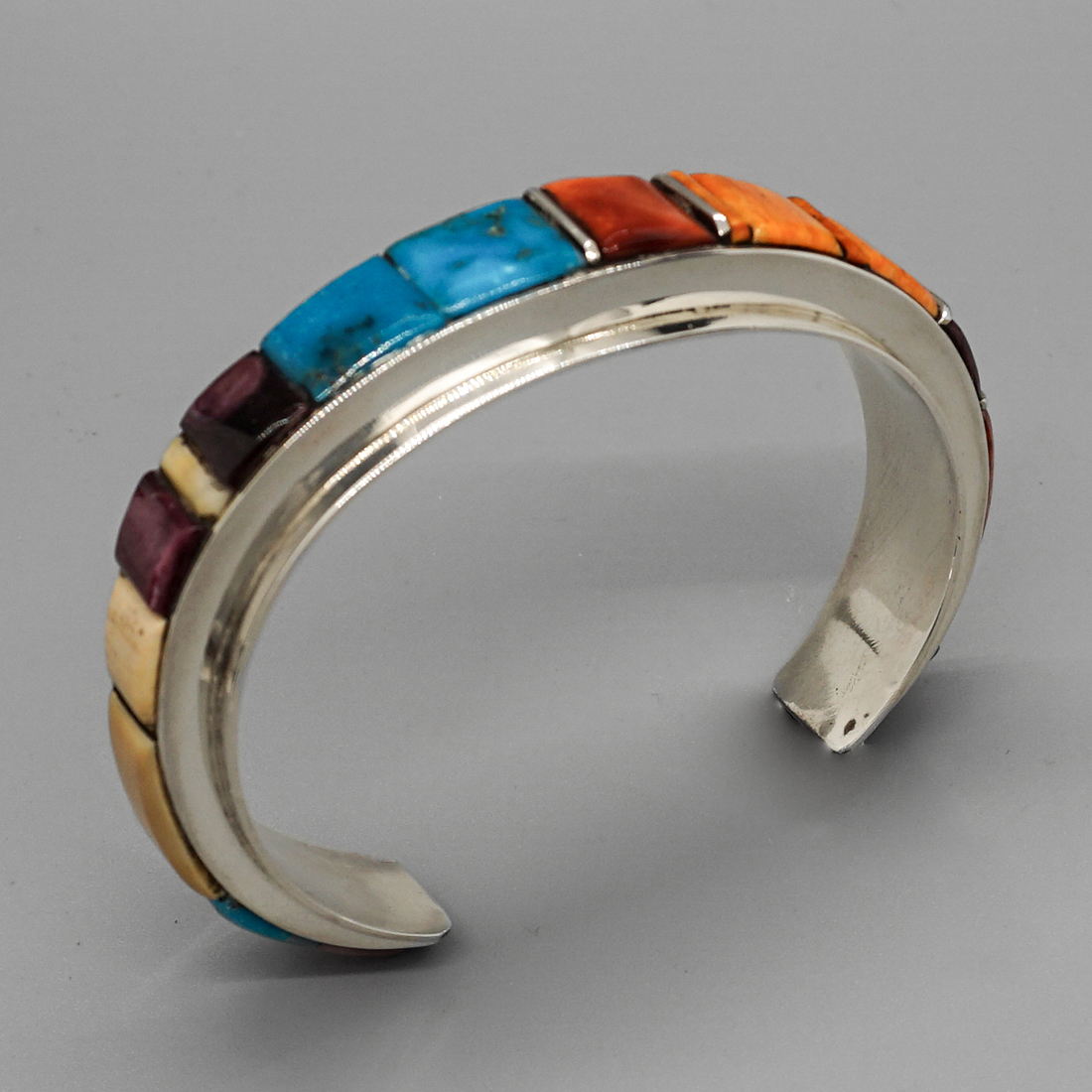 MULTISTONE & STERLING BRACELET by HAROLD SMITH – NAVAJO – Sun