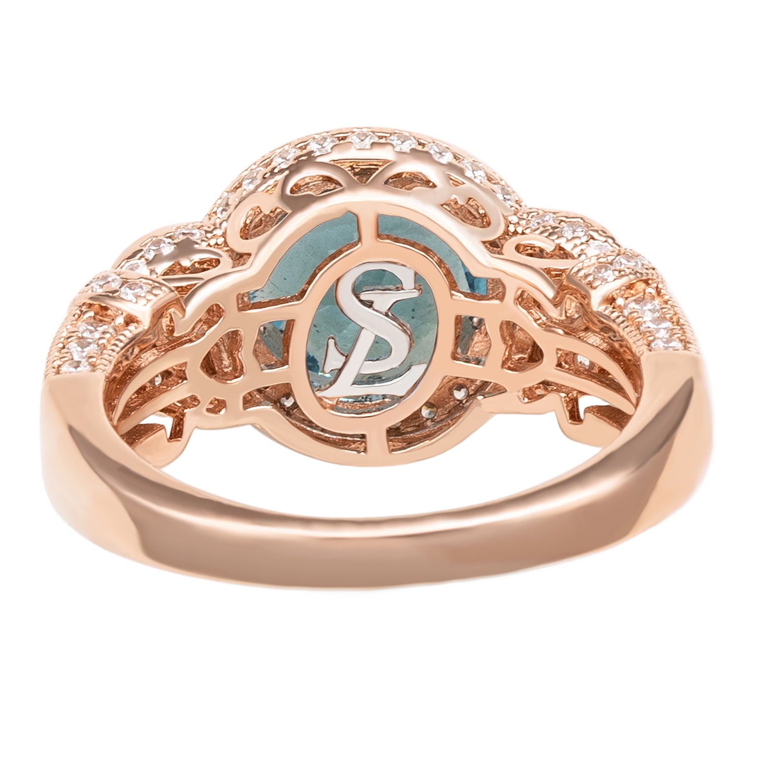 Suzy Levian Rose Sterling Silver Light Blue Round Cubic Zirconia