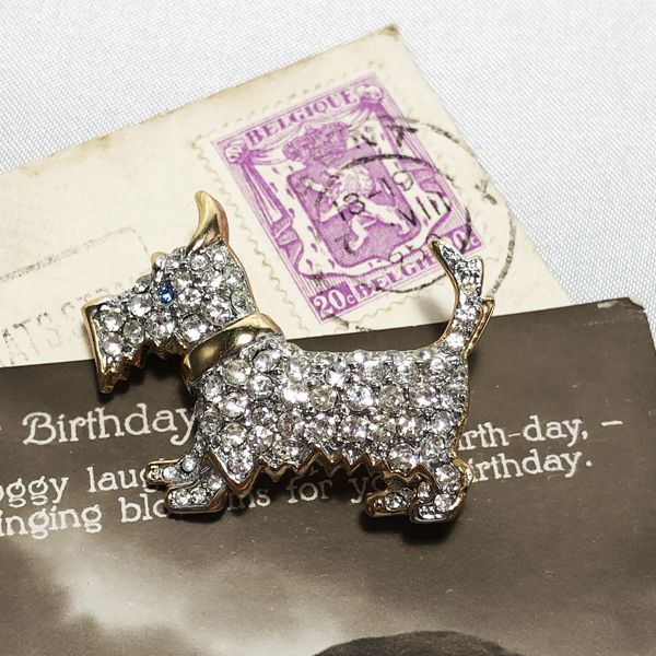 英国ヴィンテージジュエリー テリア犬ブローチ|ACTON ANTIQUES英国