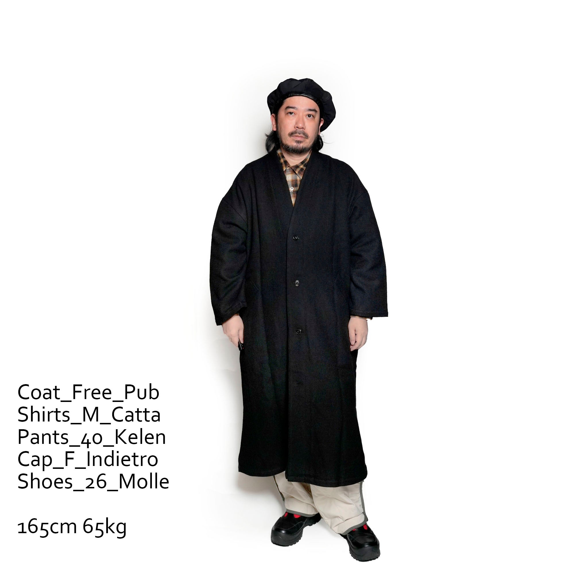 CO24520 | ソフトサージVネックロングコート | Color:スミクロ【PUB_