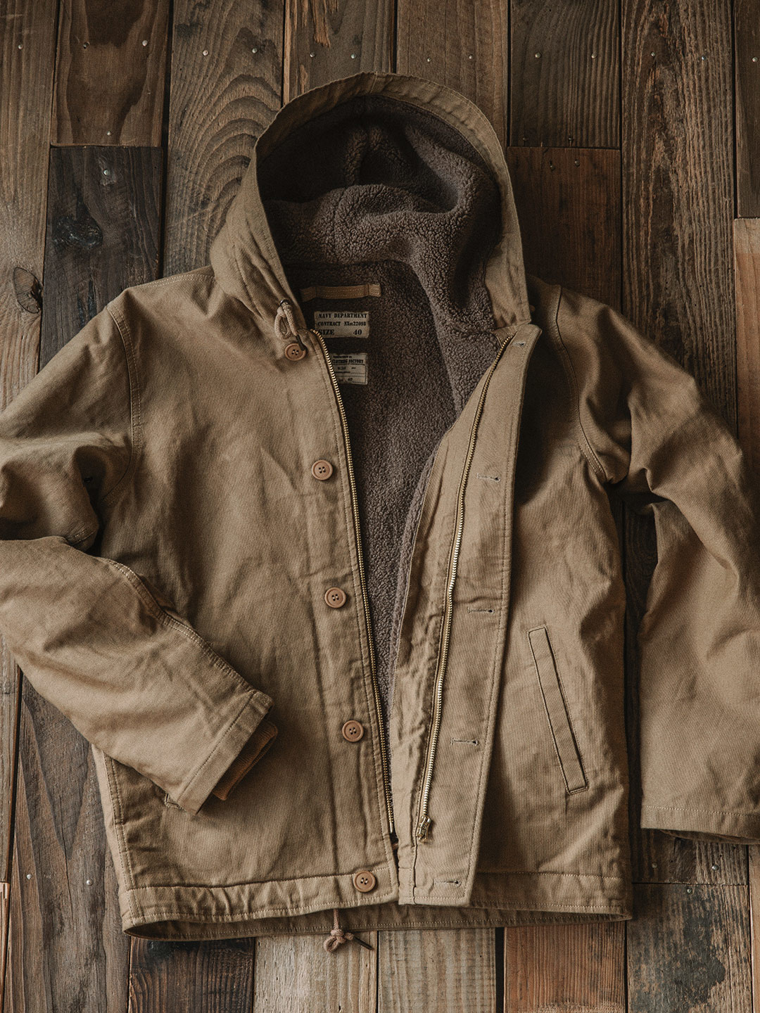 Work Hooded Cotton Clothes Plush Thickened AMEKAJI N1 Deck Jacket