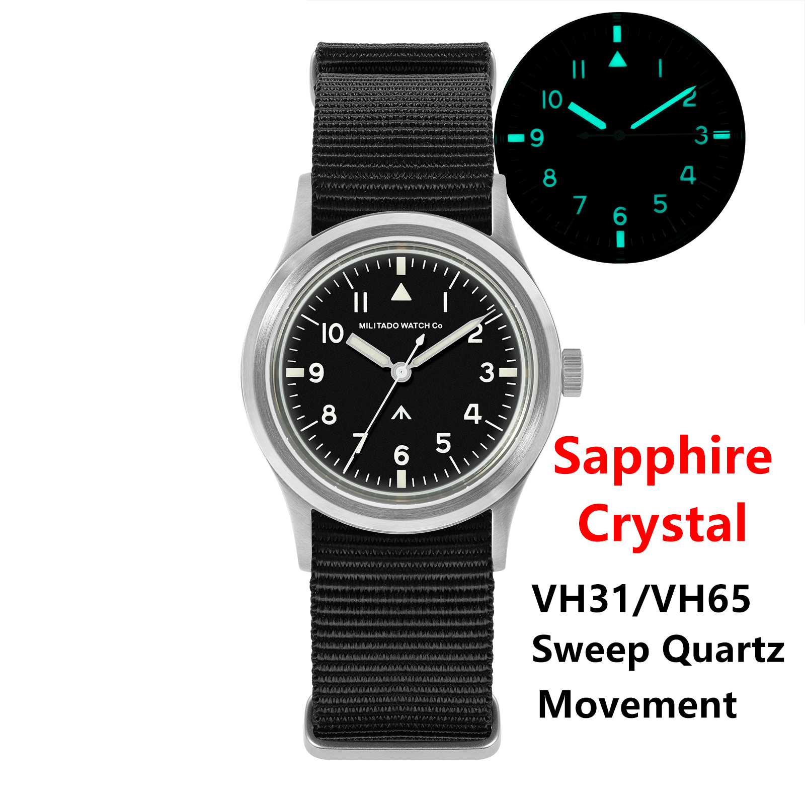 Militado ML14 ミリタリーウォッチ VH31/VH65 スイープクォーツ/515