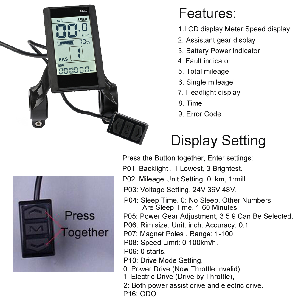 電動バイク用LCDディスプレイスピードコントローラ、ブラシレス