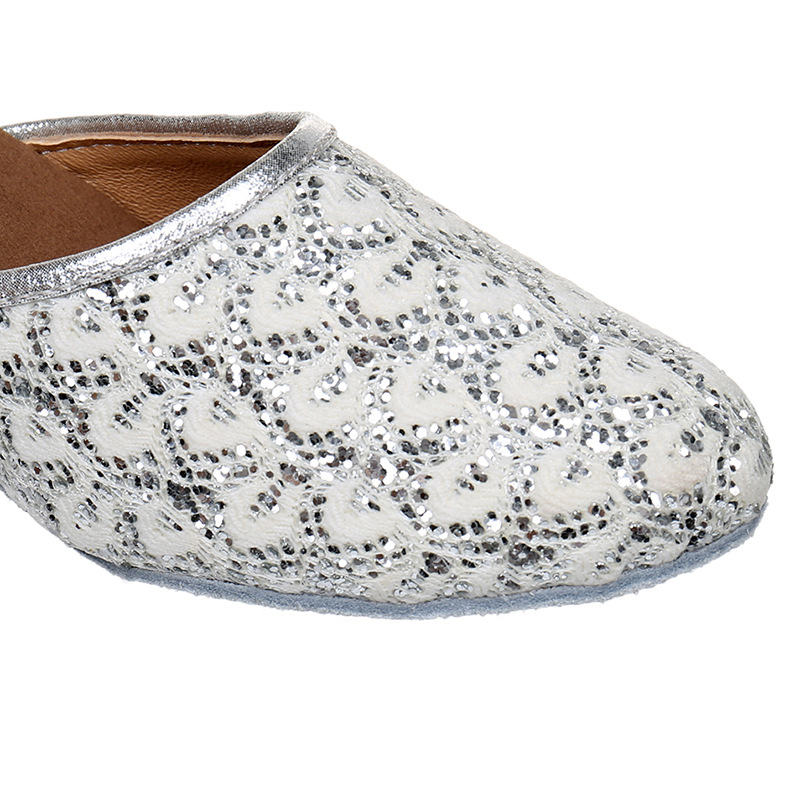 サルサ シルバー グリッター 社交ダンスシューズ サルサ シルバー