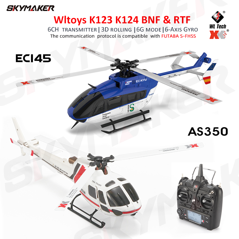 WLtoys XK K123 K124 RC Helicotper BNF RTF 2.4G 6CH 3D 6G Modes