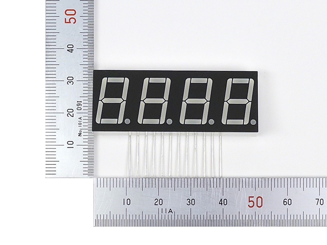 4桁7セグメントLED表示器 赤色 アノードコモン ライトアングル A-574SR