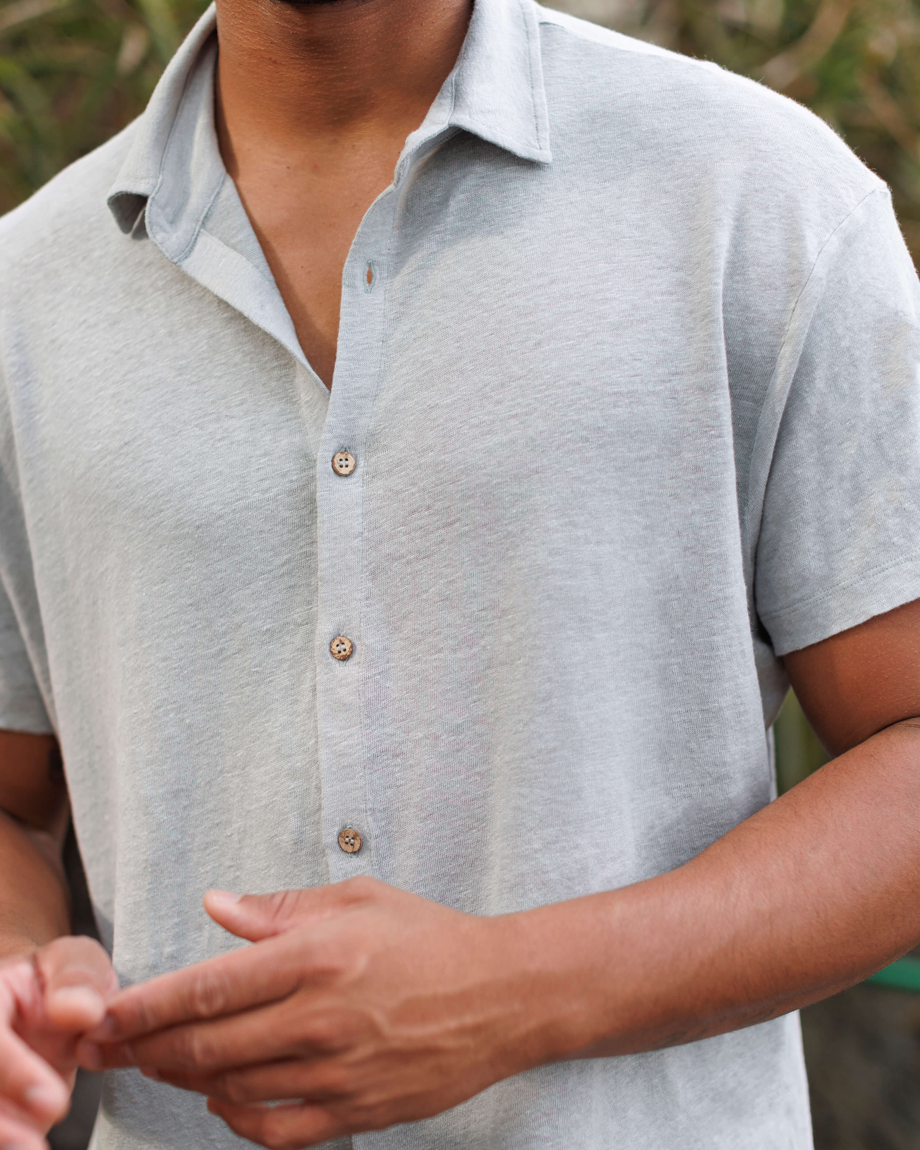 Knit Ola Linen Short Sleeve Button Up Shirt - Sustainable French