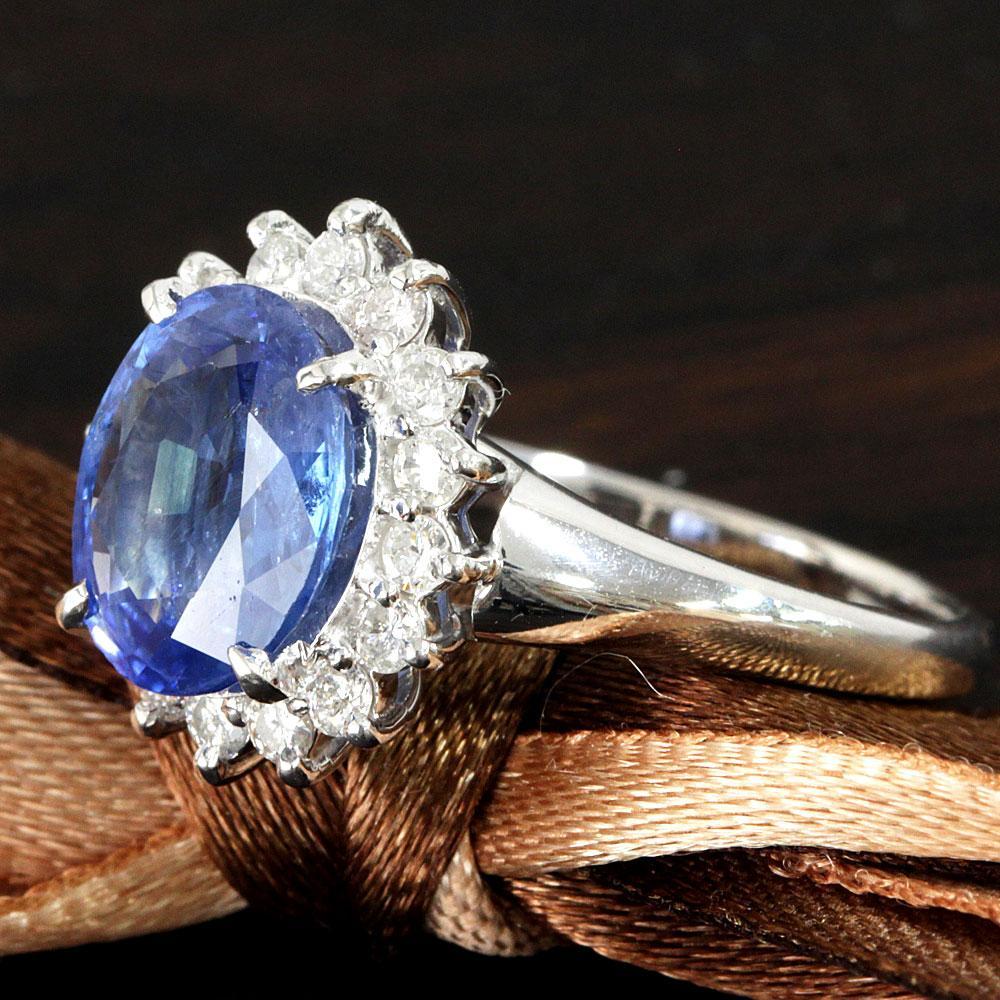 最高品質！非加熱 3.013ct 天然サファイア 0.4ct 天然ダイヤモンド