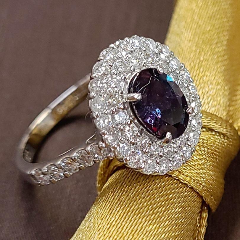 ブラジル産 1.22ct 天然アレキサンドライト 0.98ct 天然ダイヤモンド