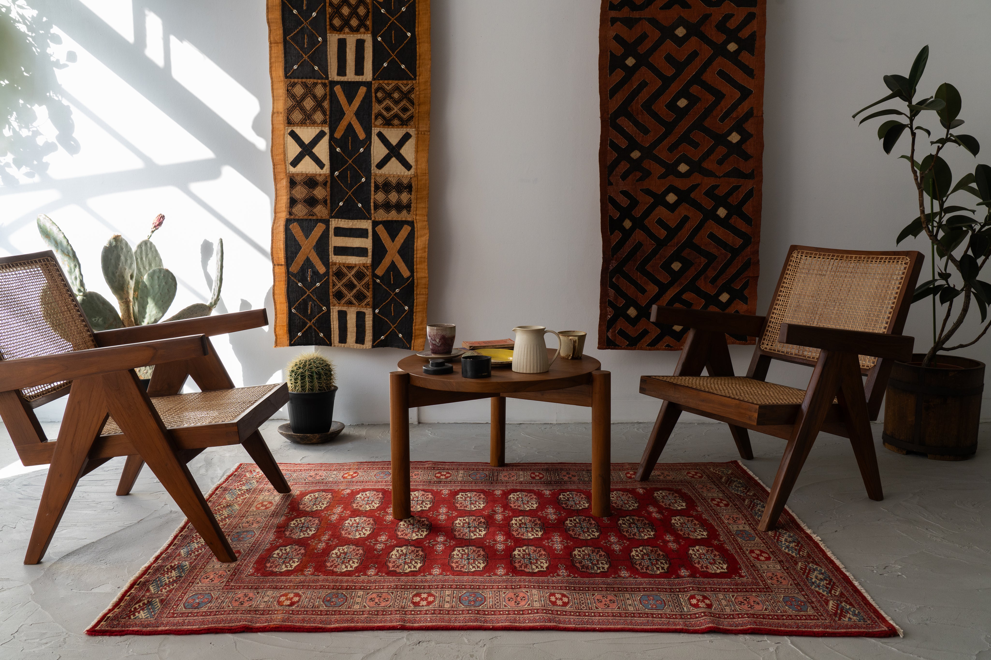 パキスタン産 1980年代 パキスタンラグ】手織り絨毯-アンティークラグ