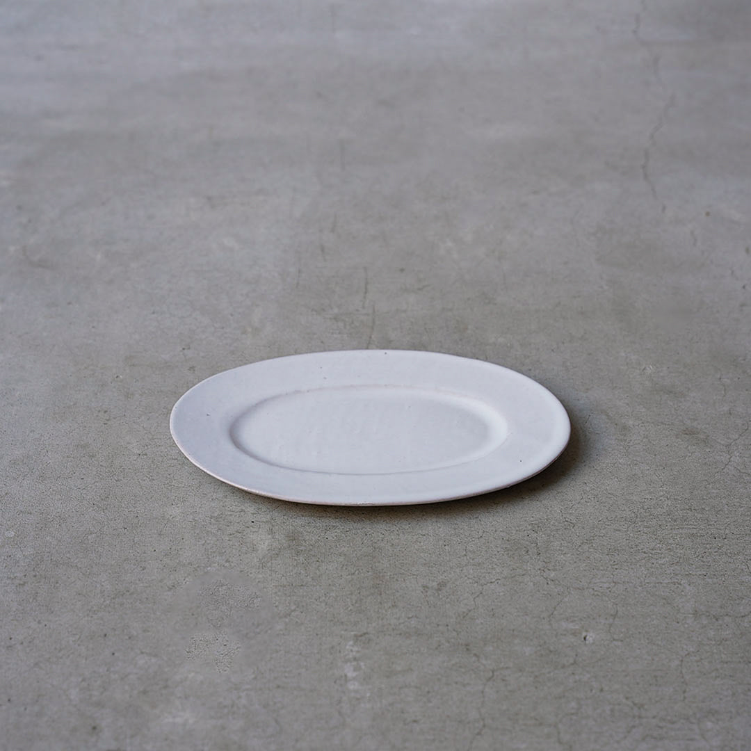 山源陶苑 楕円プレート取り皿 白 赤土 - アメノイエ