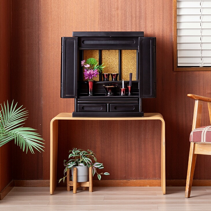 木製上置仏壇 ミニ仏壇 仏壇(黒檀調): アイネットマルシェ｜ANA Mall