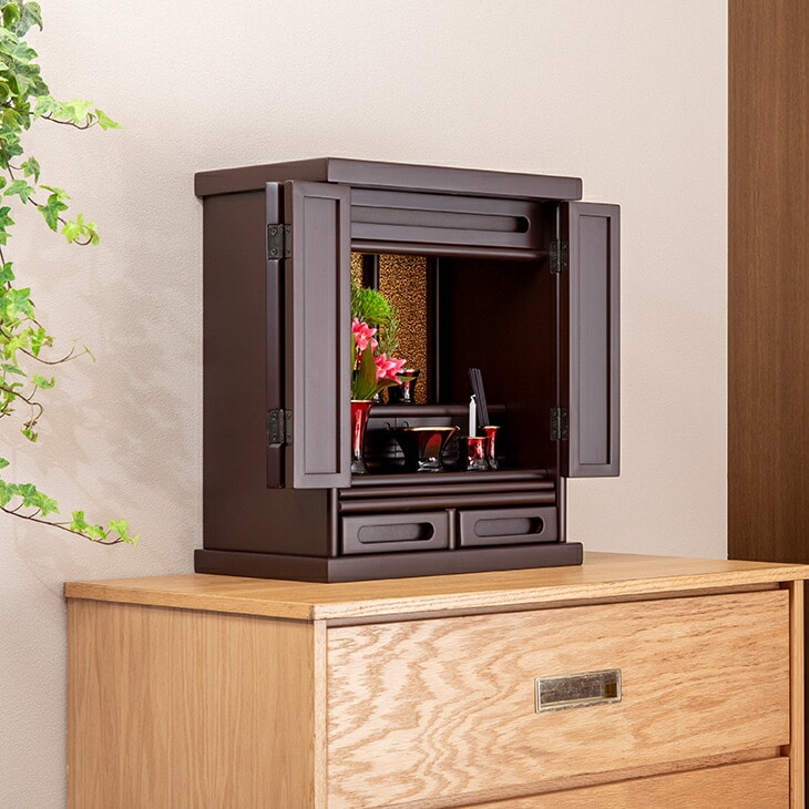 木製上置仏壇 ミニ仏壇 仏壇(黒檀調): アイネットマルシェ｜ANA Mall