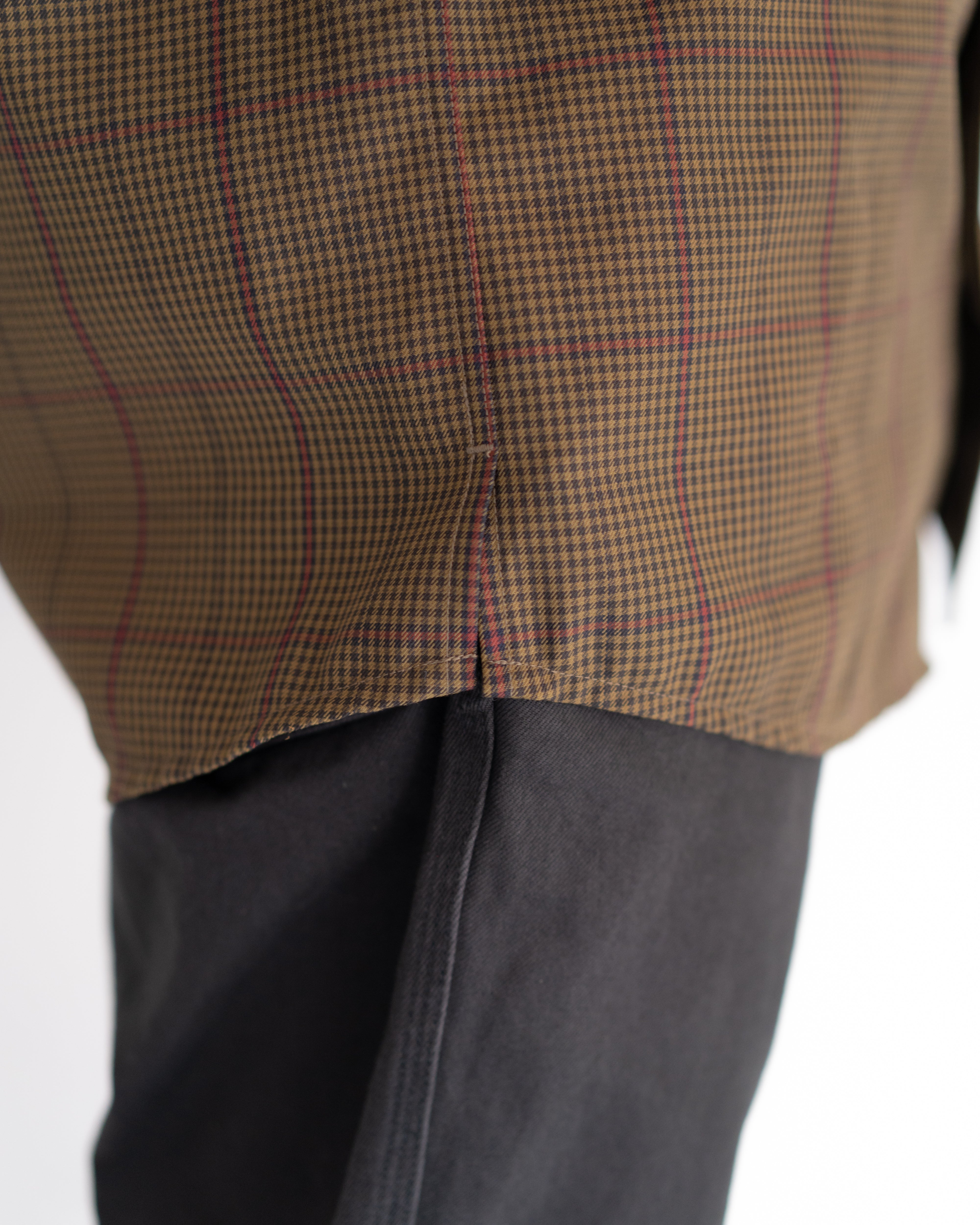 nonnative - DWELLER B.D. SHIRT P/W GABARDINE TARTAN CHECK COYOTE