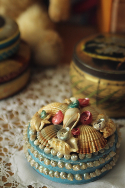 アンティーク紙箱 パウダーボックス nymphea フランス アンティークス