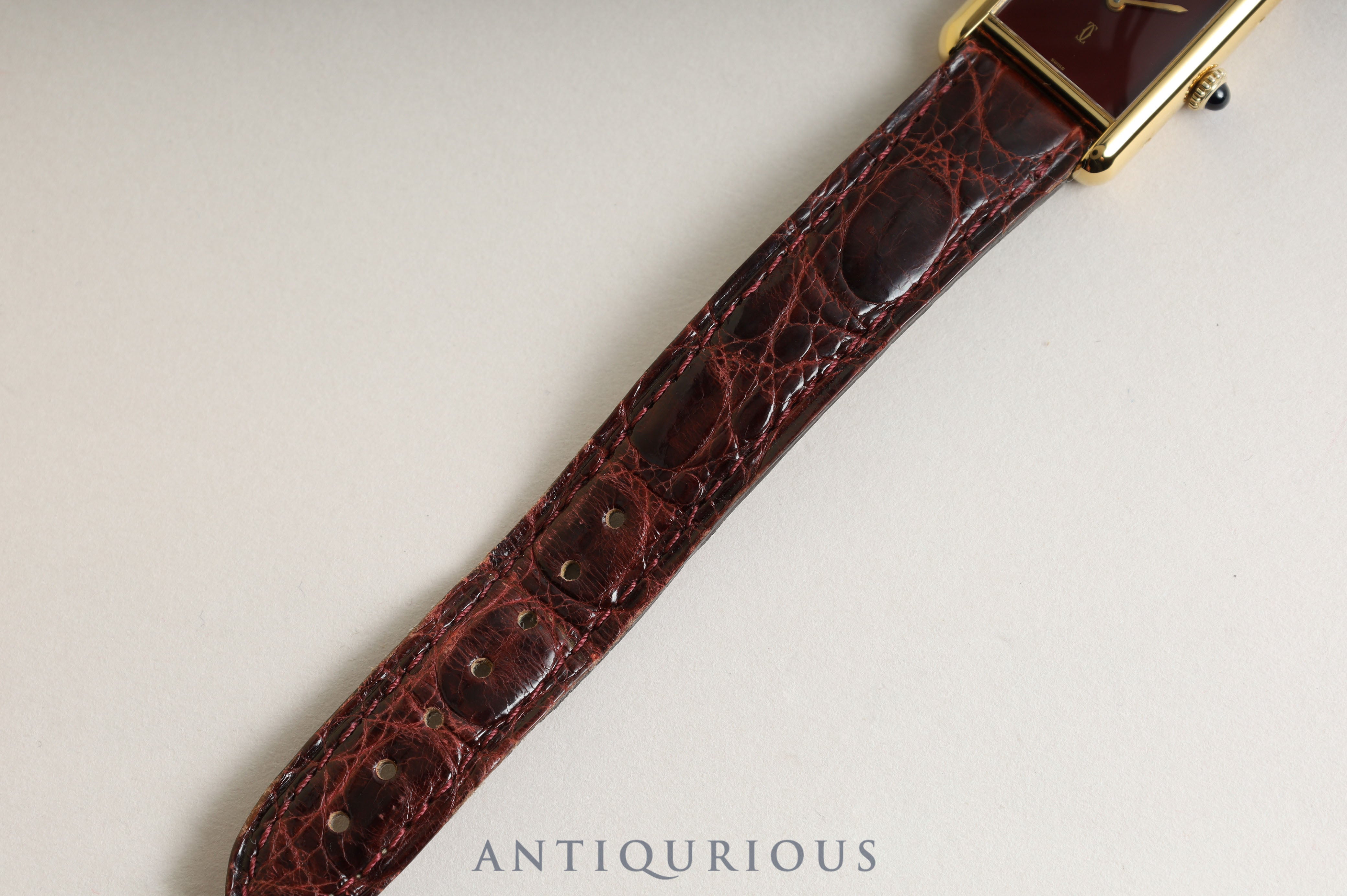 カルティエ マストタンクSM 手巻き ボルドー文字盤 純正尾錠 純正