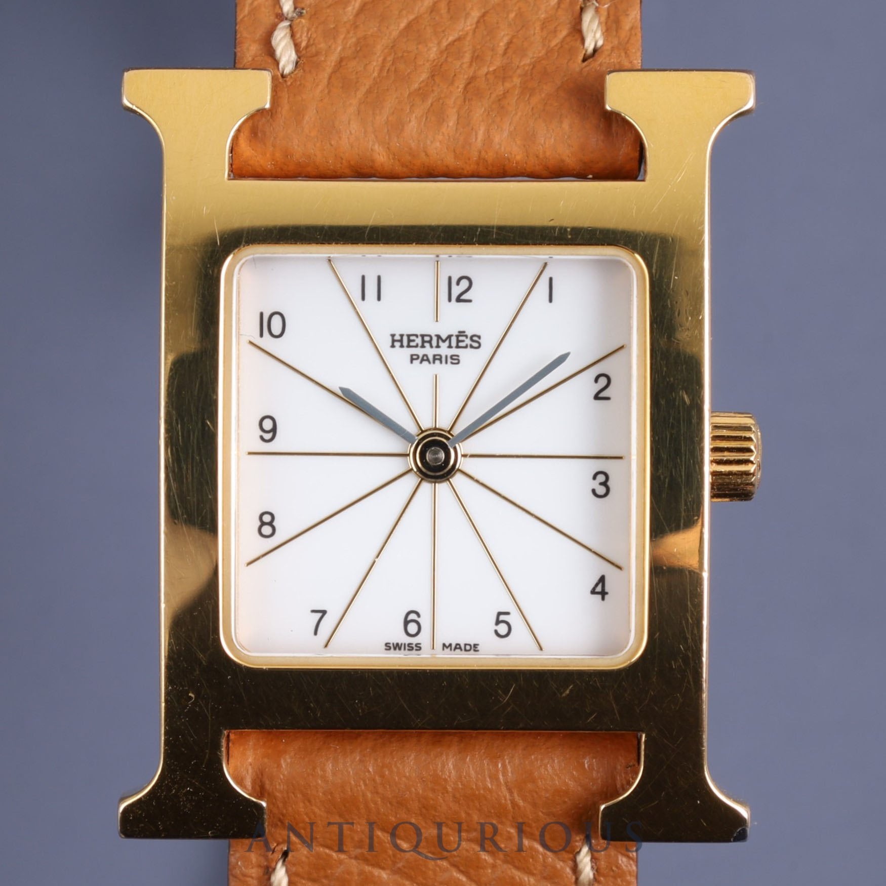 エルメス Hウォッチ HH1.201 クォーツ GP 革 純正尾錠（SS）ホワイト