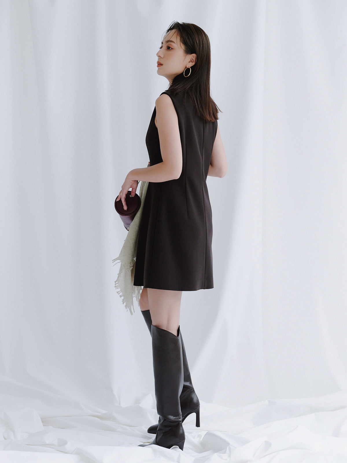 カットジョーゼットミニワンピース