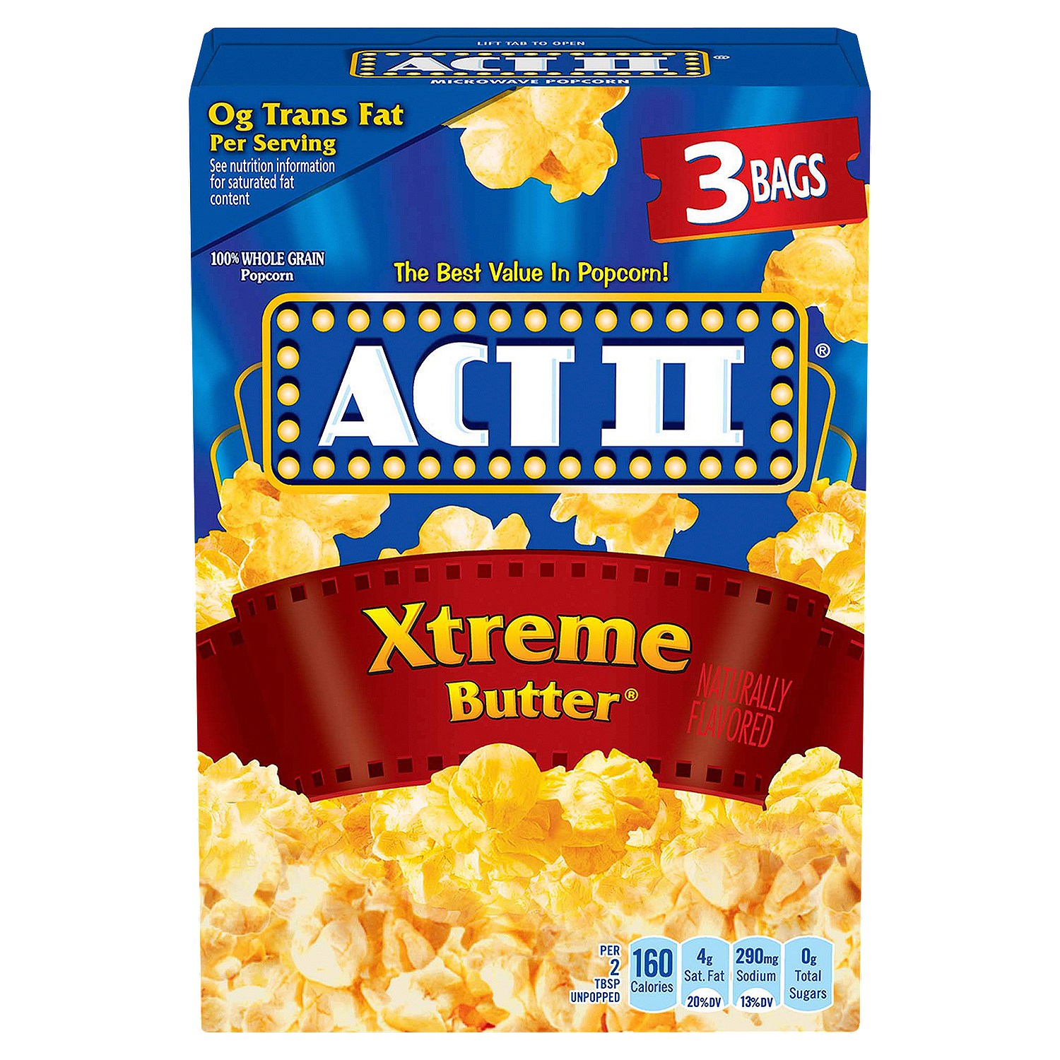 Act II Xtreme Butter Microwave Popcorn, 2.75 oz, 3 count - ShopRite