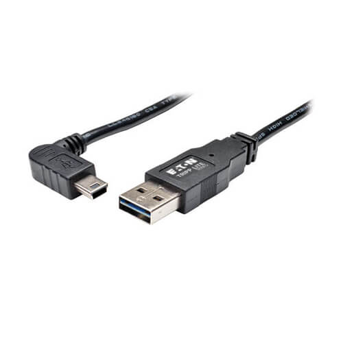 Universal Reversible USB Cable A to Right-Angle Mini B, 3-ft. | Eaton