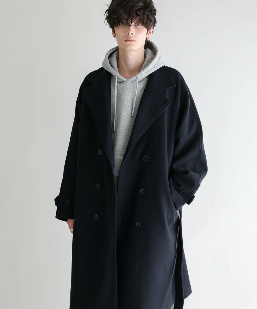 ビッグシルエットベルトメルトンダブルチェスターコート | ASTRONOMY